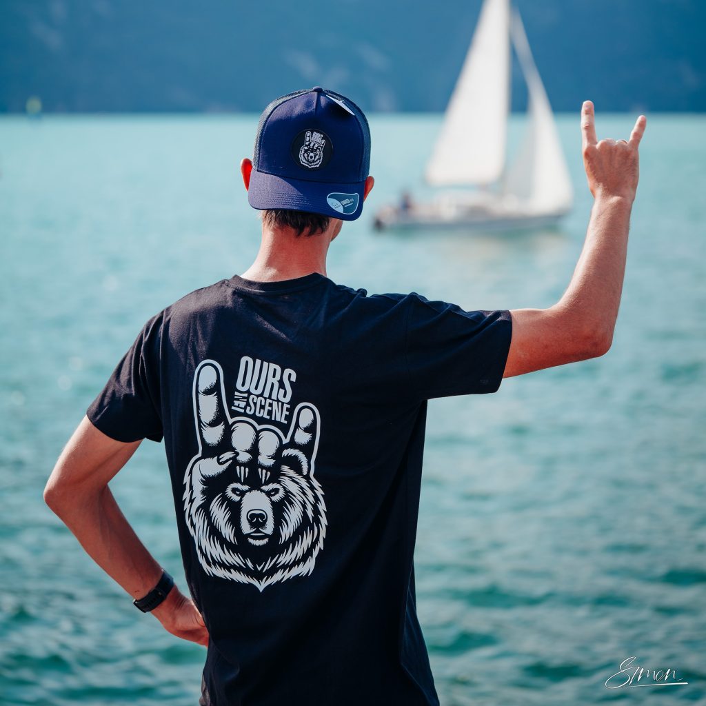 tee shirt ours en scène noir tete homme